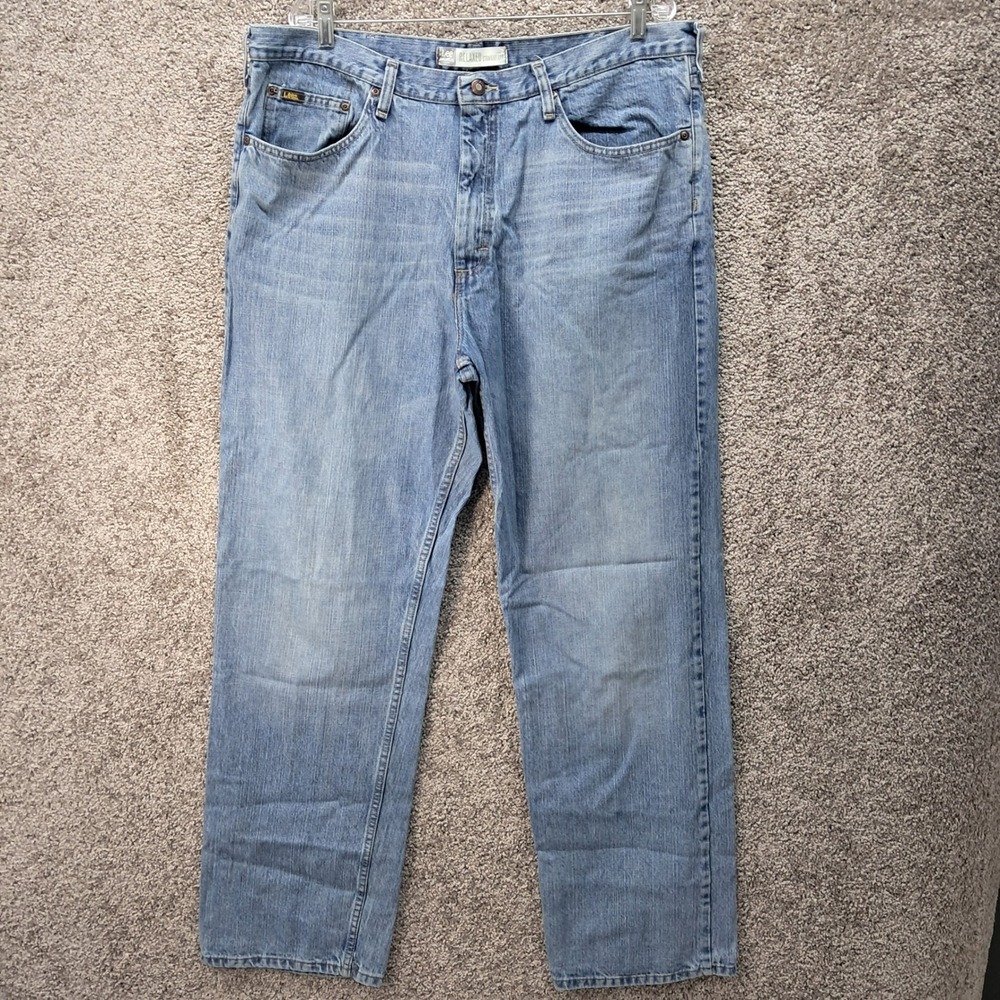 Lee Premium Select Mens Relaxed Straight Leg Light Wash Blue Jeans 40x34 2006514